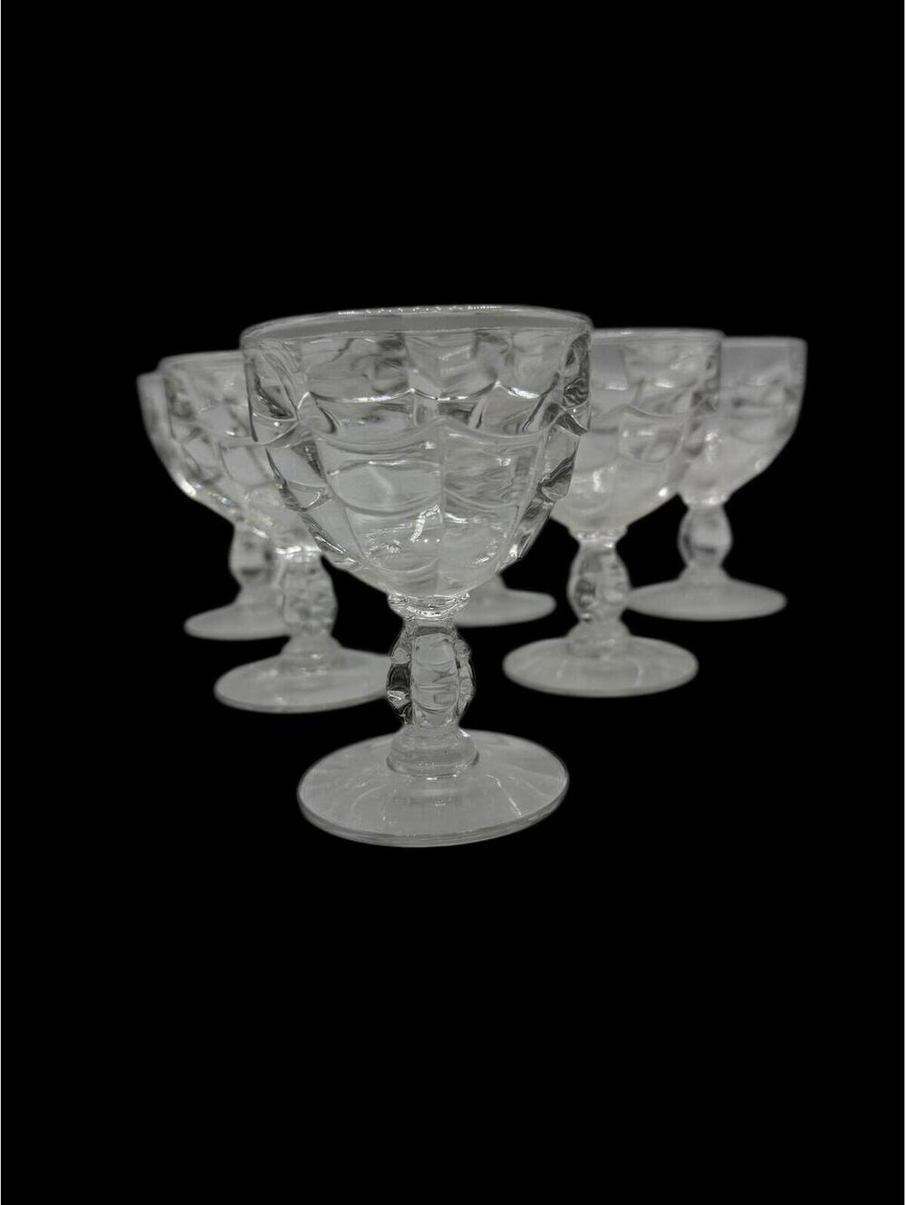 Vintage 1940s Pressed Glass Barware Set: Cambridge Cascade Clear 6 Cordial Glass
